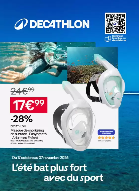 Catalogue Decathlon à  | L'ét bat plus fort avec du sport | 2026-10-19T00:00:00.000Z - 2026-11-07T00:00:00.000Z