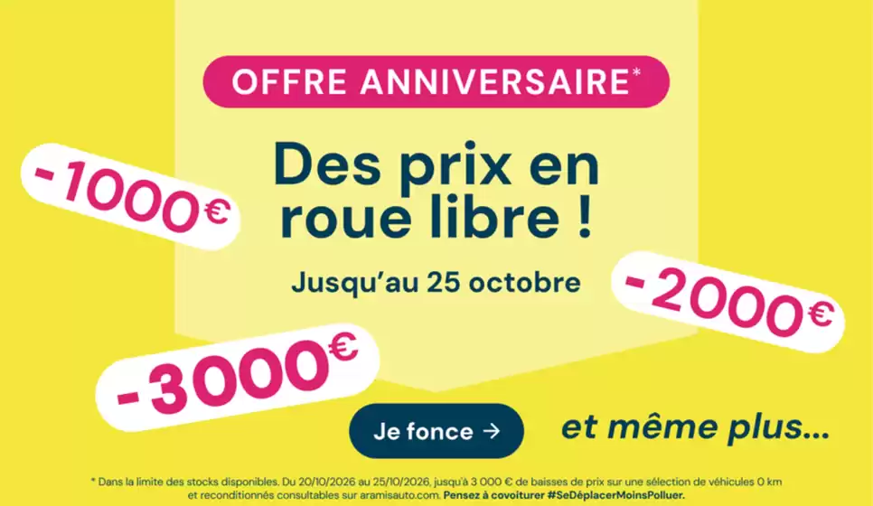 Catalogue Aramis Auto à Vichy | OFFRE ANNIVERSAIRE | 2026-10-21T00:00:00.000Z - 2026-10-25T00:00:00.000Z