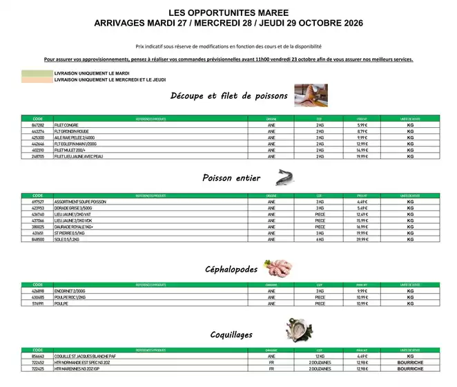 Catalogue Promocash à Brécé | Offre marée | 2026-10-23T00:00:00.000Z - 2026-10-29T00:00:00.000Z