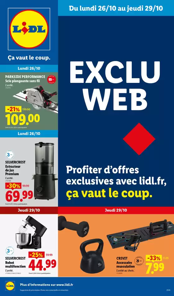Catalogue Lidl à | Les Exclus Web de la semaine | 2026-10-26T00:00:00.000Z - 2026-10-29T00:00:00.000Z