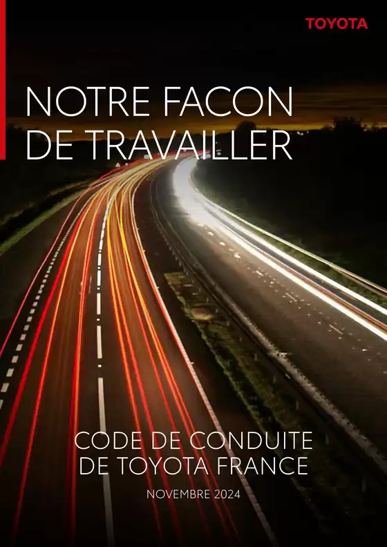Catalogue Toyota à Vannes | TFR Code de conduite Notre facon de travailler nov 2024 | 2026-10-26T00:00:00.000Z - 2026-12-31T00:00:00.000Z