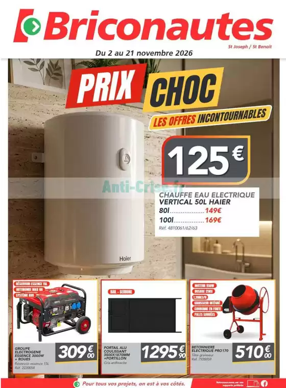 Catalogue Les Briconautes | PRIX CHOC LES OFFRES INCONTOURNABLES | 2026-11-02T00:00:00.000Z - 2026-11-21T00:00:00.000Z