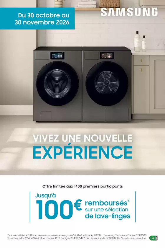 Catalogue MDA à Montpellier | Jusqu’à 100€ remboursés sur une sélection de lave-linges | 2026-10-30T00:00:00.000Z - 2026-11-30T00:00:00.000Z